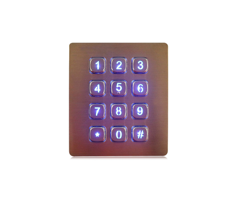 Tastiera numerica chiave dell'interfaccia 12 personalizzabili retroilluminati della matrice della disposizione della tastiera del metallo IP65