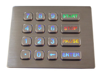 16 tastiera su misura Backlit tastiera dell'acciaio inossidabile del supporto del pannello di chiavi IP67